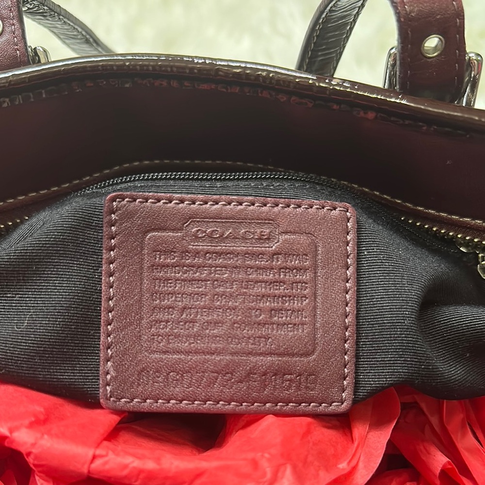 Coach Burgundy Patent Leather Tote Bag - Picture 4 of 9
